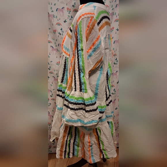 EUC Devotion Twins Ella Beige Rainbow Tiered Neutral Casual Boho Maxi Dress SZ M - Picture 2 of 7